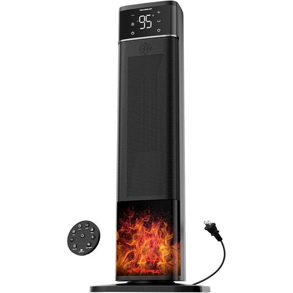 Portable 1500W Space Heater with Remote and Flame Effect