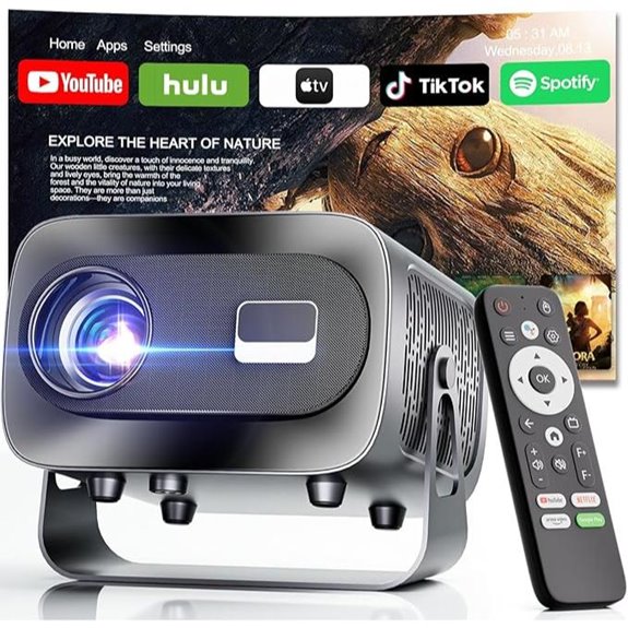 Smart WiFi & Bluetooth Projector with 4K Support