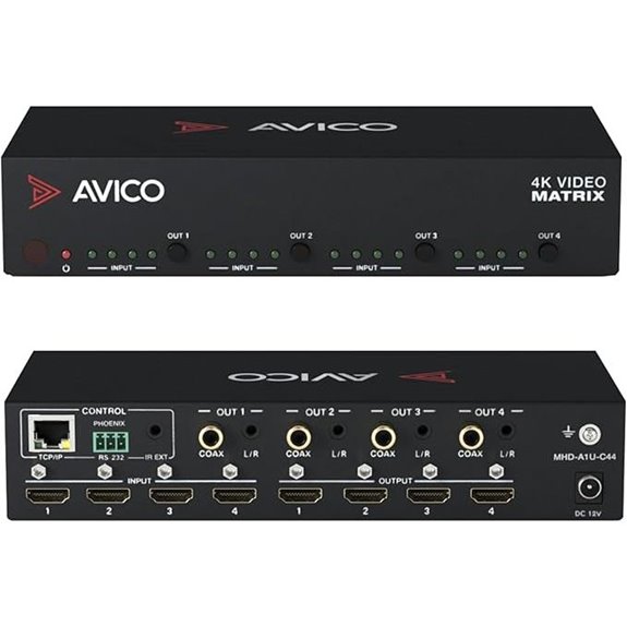 Avico 4x4 HDMI Video Matrix with 4K HDR and Switcher