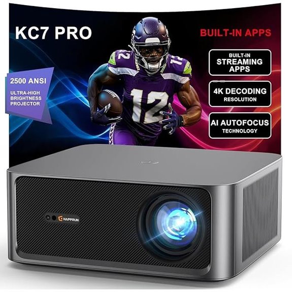 HAPPRUN 4K UHD Smart Projector with Dolby & Wi-Fi