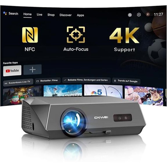 4K Smart Projector with WiFi6 Bluetooth HDR10