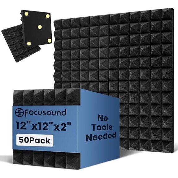 Focusound Acoustic Panels 50 Pack with Adhesive