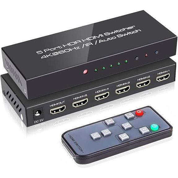 ROOFULL 5-Port 4K HDMI Switch with Remote