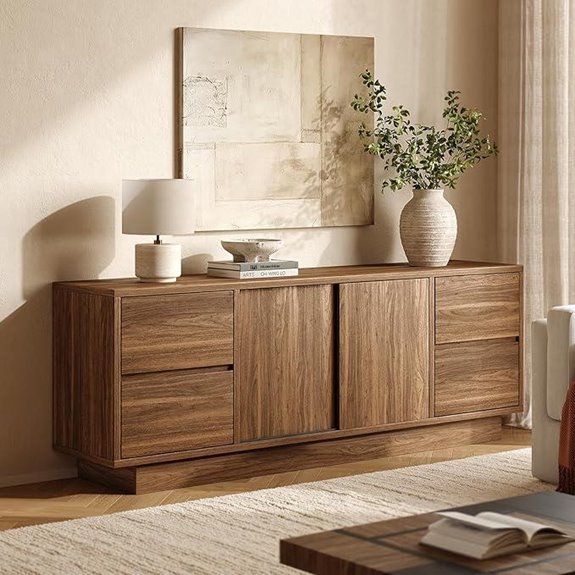 70 Wide TV Stand with Sliding Doors and Storage