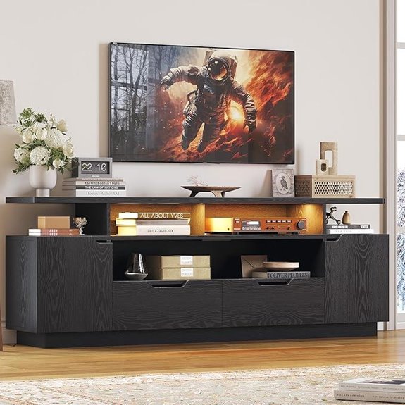 IRONCK TV Stand for 85-inch TVs with Storage and Lights
