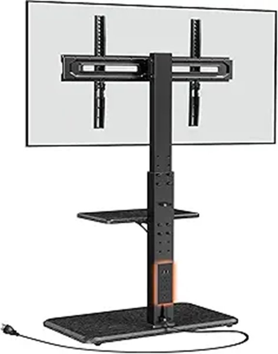 Perlegear Adjustable TV Floor Stand with Power Outlet