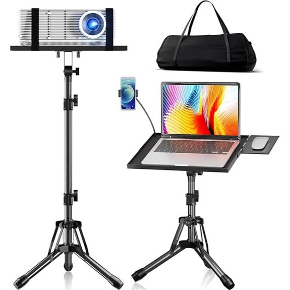 Adjustable Foldable Projector Stand with Mouse Tray