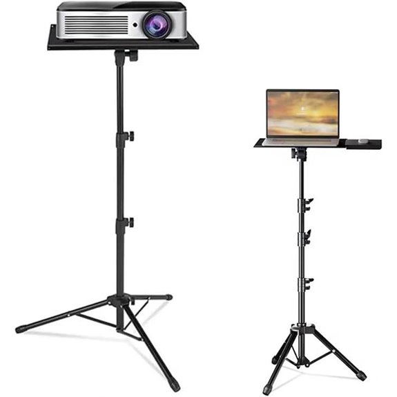 Laptop Tripod Cart with Shelves and Adjustable Height