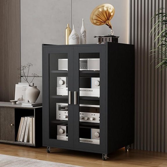 ELECWISH Media Storage Cabinet with Adjustable Shelves