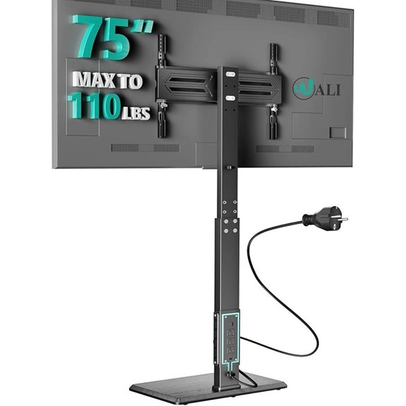 WALI Adjustable TV Stand with Power Outlet (TVDVD-7P)