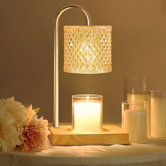 Amber Glass Candle Warmer Lamp with Timer & Dimmer