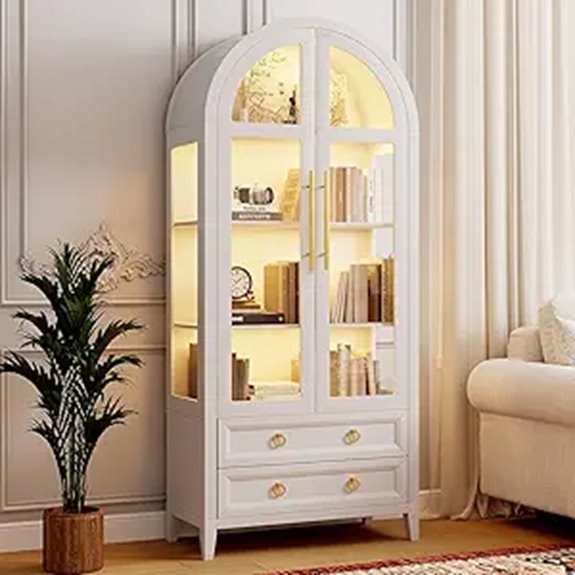 LVSOMT 71 Arched Storage Cabinet with LED Light