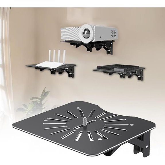 Foldable Aluminum Projector and Media Shelf (Black)