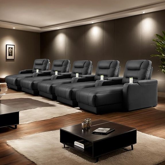 Power Recliner Sofa with Cup Holders (Black Set of 5)