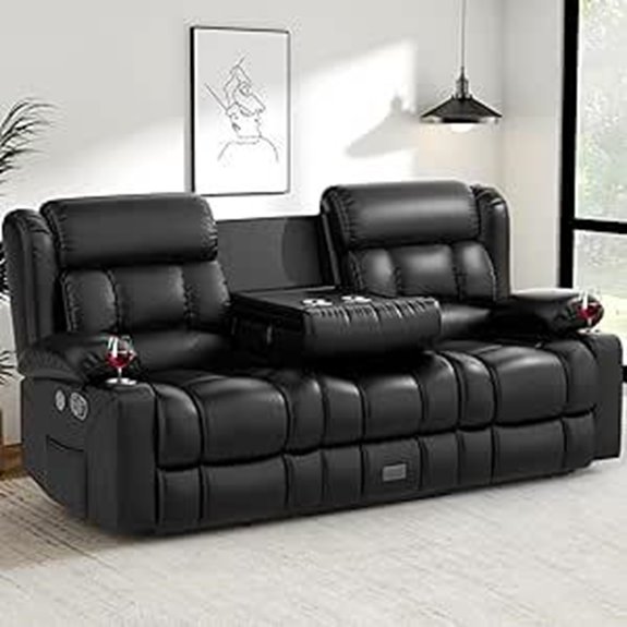 black pu loveseat recliner