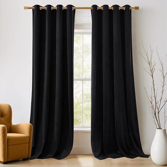 NICETOWN Black Velvet Theater Room Curtains (Set of 2)