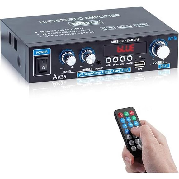 AK35 Bluetooth 5.0 Stereo Amplifier with Bass Control