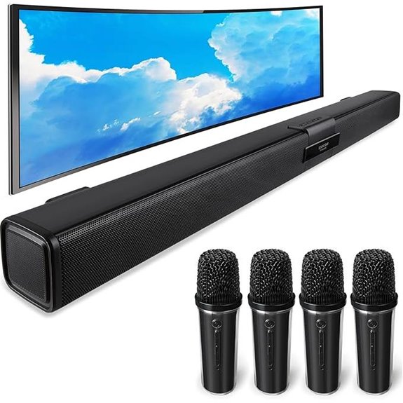 Bluetooth Soundbar with Microphones for TV
