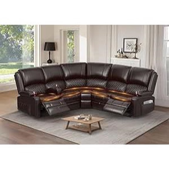 Reclining Sectional Sofa with USB Charging Brown