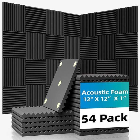 54 Pack Soundproof Foam Panels with Adhesive Stickers