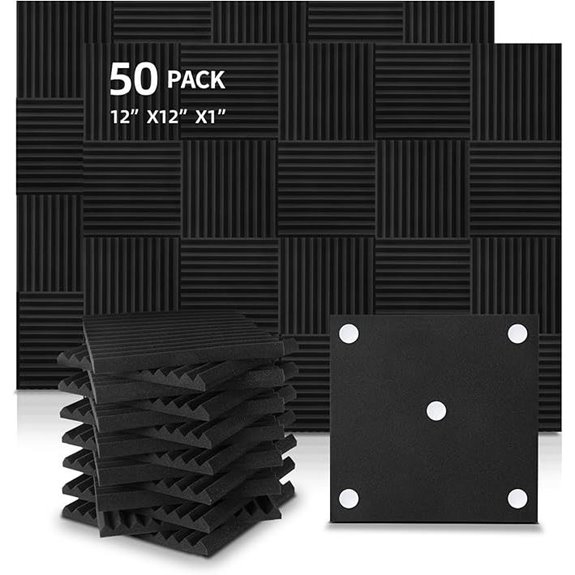 50 Pack Acoustic Foam Panels for Soundproofing