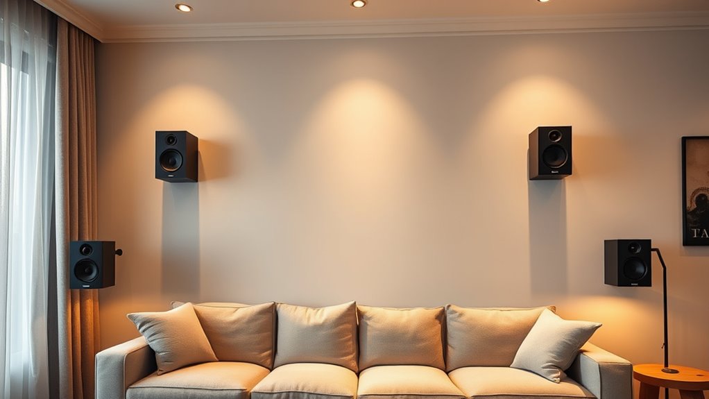 center speakers at ear level