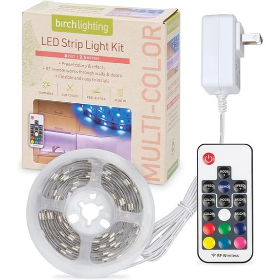 RGB LED Strip Light Kit with Remote (8 ft)