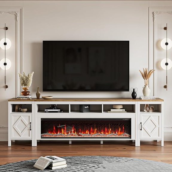 Modern Fireplace TV Stand with Storage Cabinets