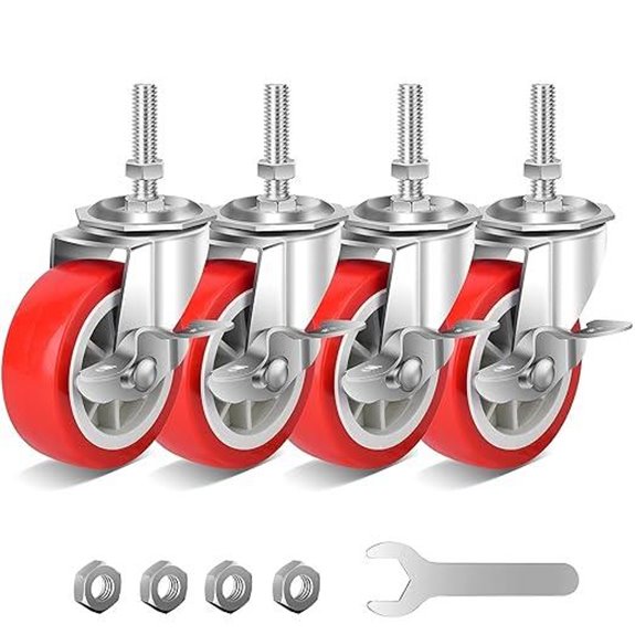 Heavy Duty Swivel Casters with Brakes (Set of 4)