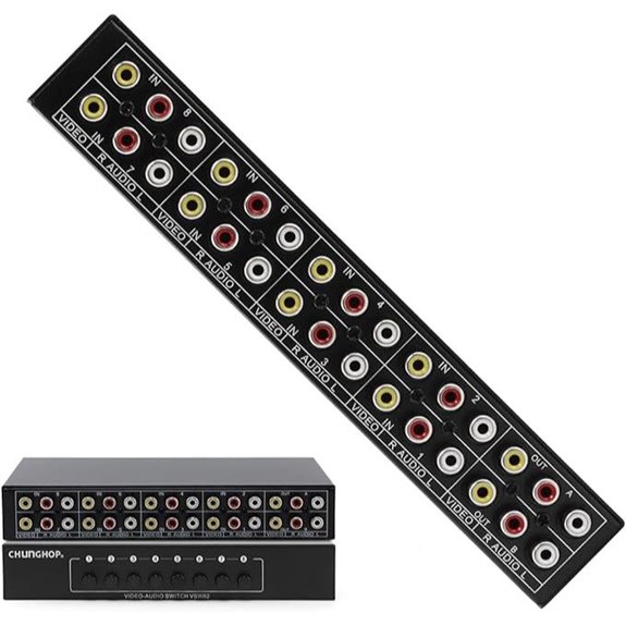 CHUNGHOP 8x2 AV Switcher with RCA Inputs/Outputs