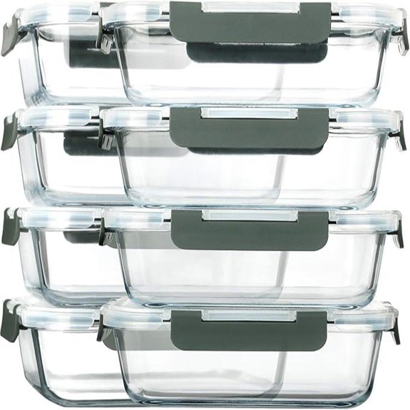 8-Pack Glass Food Storage Containers with Lids