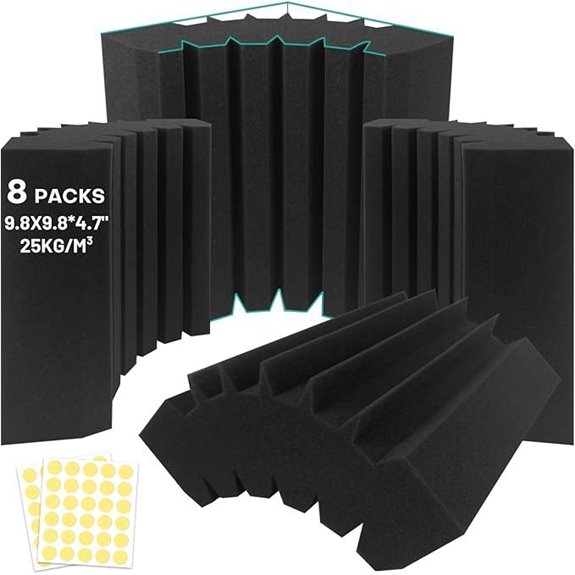 8 Pack Bass Traps Acoustic Foam Corner Panels