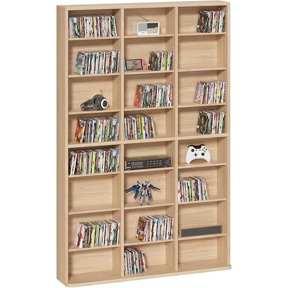 8-Tier Tall Media Storage Cabinet with Adjustable Shelves