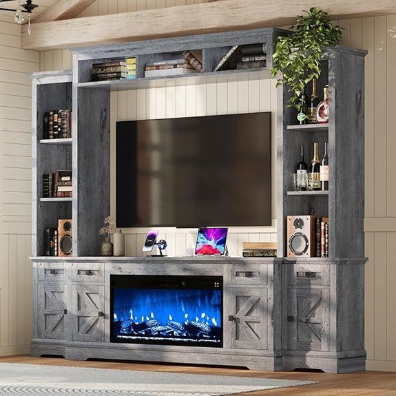 AMERLIFE 98in Farmhouse Entertainment Center with Fireplace