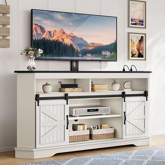 YITAHOME Farmhouse TV Stand with Mount & Outlet
