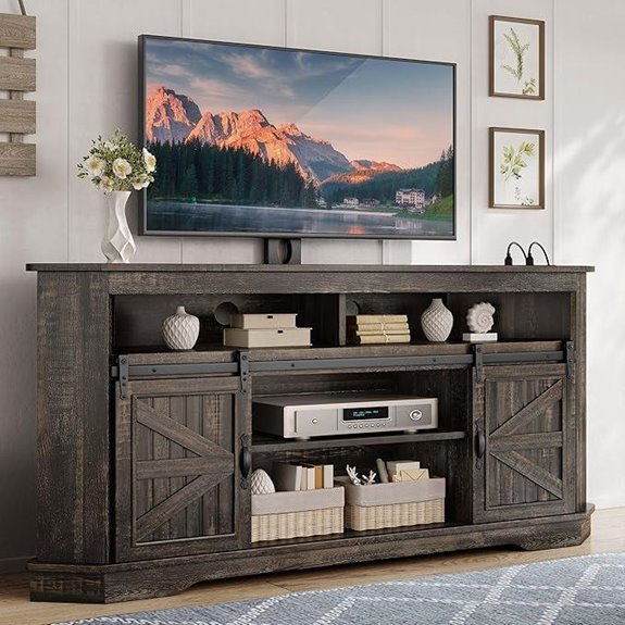YITAHOME Farmhouse TV Stand with Mount & Storage