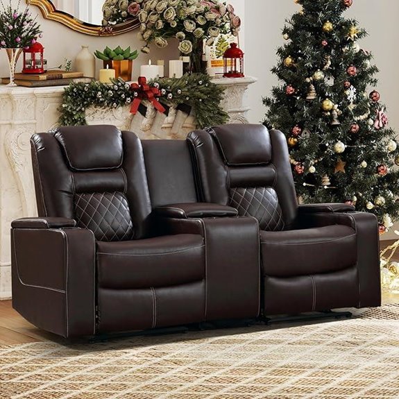 EBELLO Faux Leather Dual Recliner with Console
