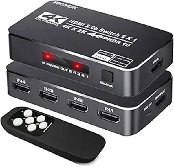 Koopman 5-Port 4K HDMI Switch with Remote
