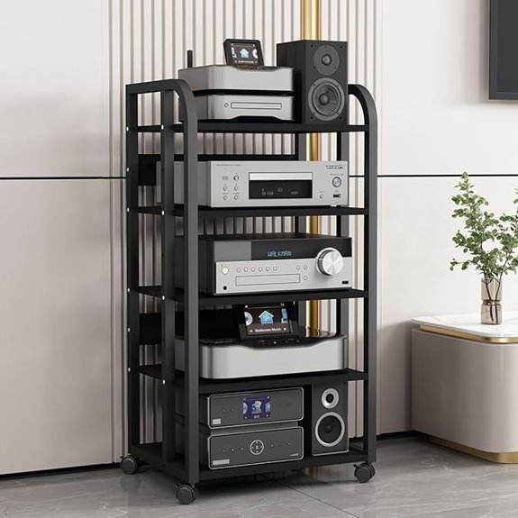 5-Tier AV Media Stand with Wheels