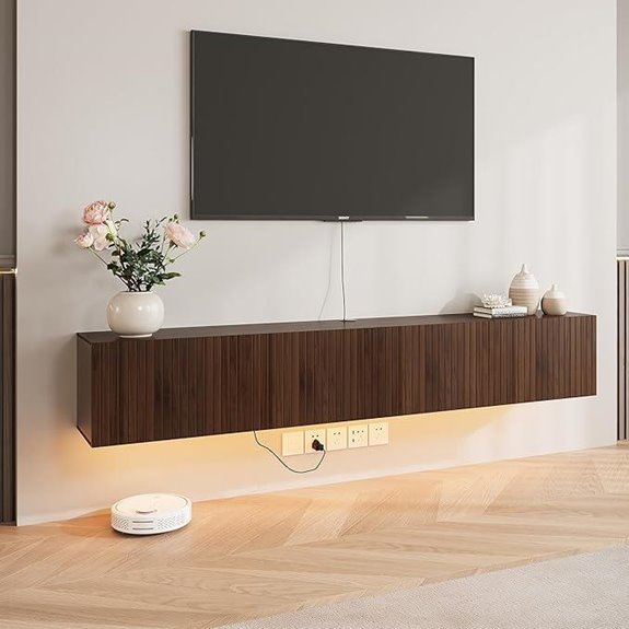 DHMAKER Wall-Mounted Floating TV Shelf with LED Lights