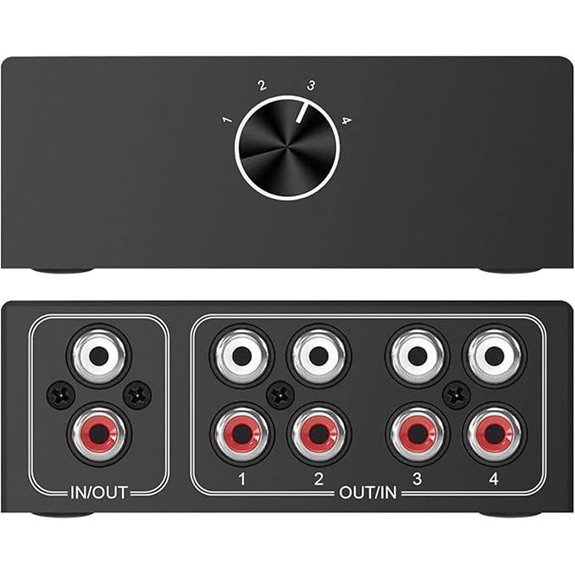 4-Way Stereo Audio Switcher with RCA Inputs/Outputs