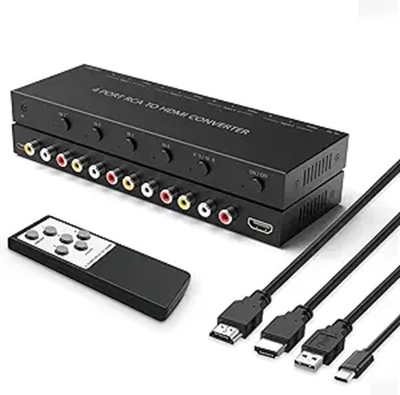 4-Port AV to HDMI Converter with Remote