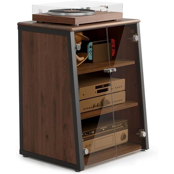 FITUEYES 4-Tier Audio Rack with Glass Doors