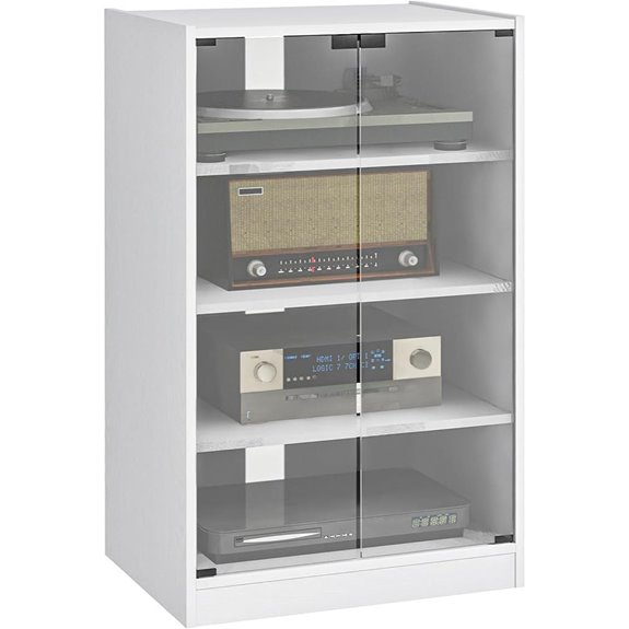 HOMCOM 4-Tier Media Cabinet with Glass Doors