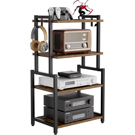 4-Tier AV Media Corner Shelf with Hooks