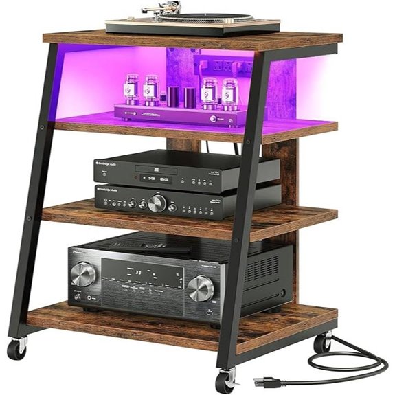 4-Tier Media Stand with Wheels and LED Lights