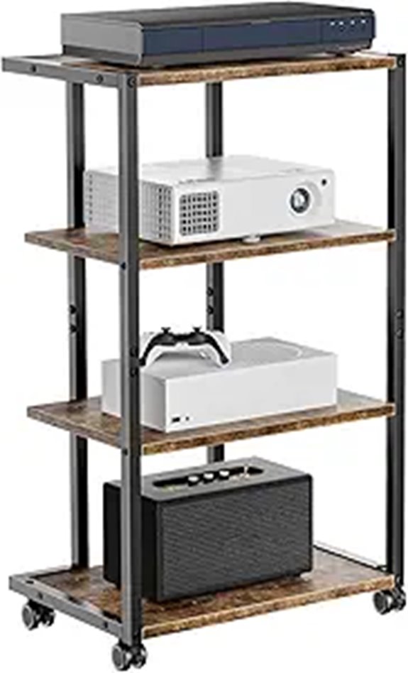 Aquzee 4-Tier Rolling Media Stand for Game Consoles