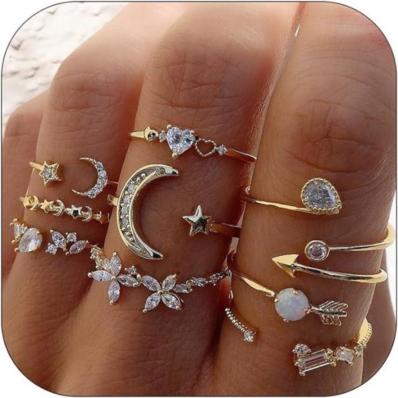 Gold Stackable Rings for Women and Teen Girls