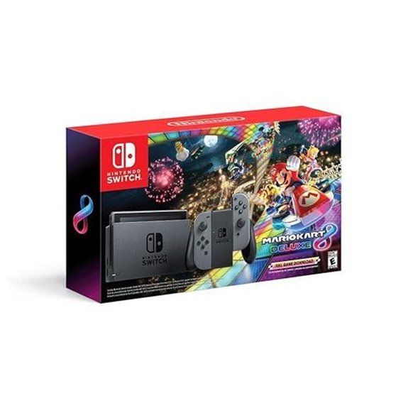 Nintendo Switch with Gray Joy-Con and Mario Kart 8 Deluxe