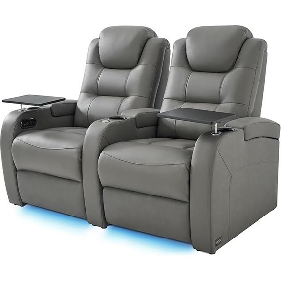 Home Theater Recliner Sofa with USB Charger (Grey 2)